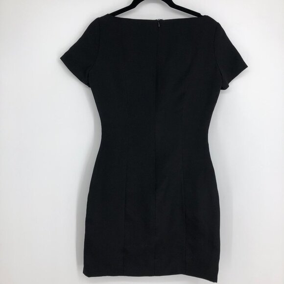 NWT Georgia Hardinge Black Short sleeve BoatNeck Cylinder Mini Dress Bodycon 6 - Picture 2 of 12